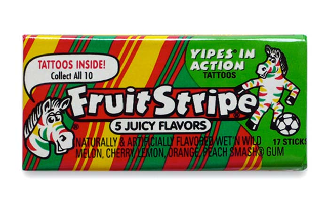 7.) Fruit Stripe Gum. 